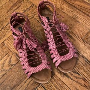 Zara pink snake lace up straps sandals